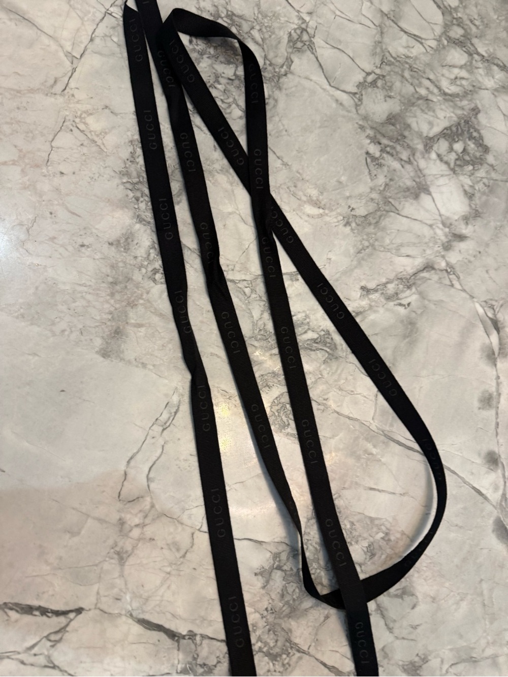 Gucci Embossed Black Logo Ribbon 88” Boutique Fresh!